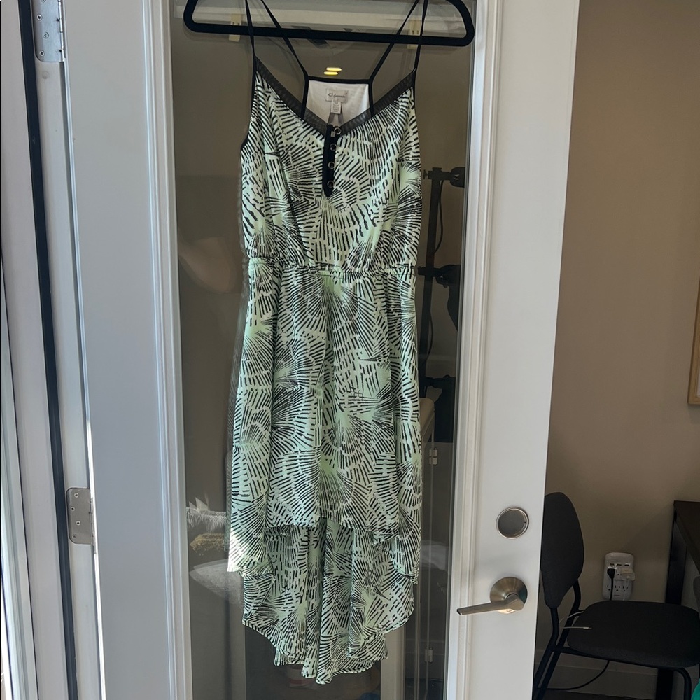 Dynamite Mint & Black Patterned High-Low Dress
